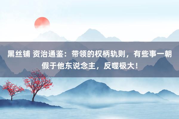 黑丝铺 资治通鉴：带领的权柄轨则，有些事一朝假于他东说念主，反噬极大！