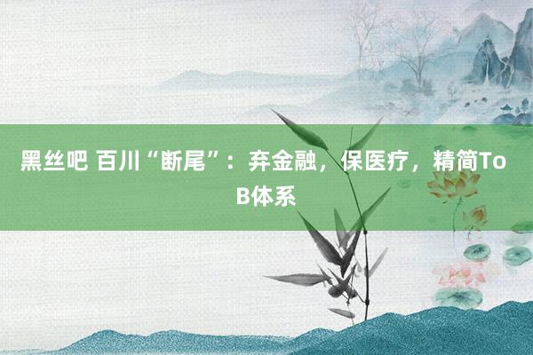 黑丝吧 百川“断尾”：弃金融，保医疗，精简To B体系